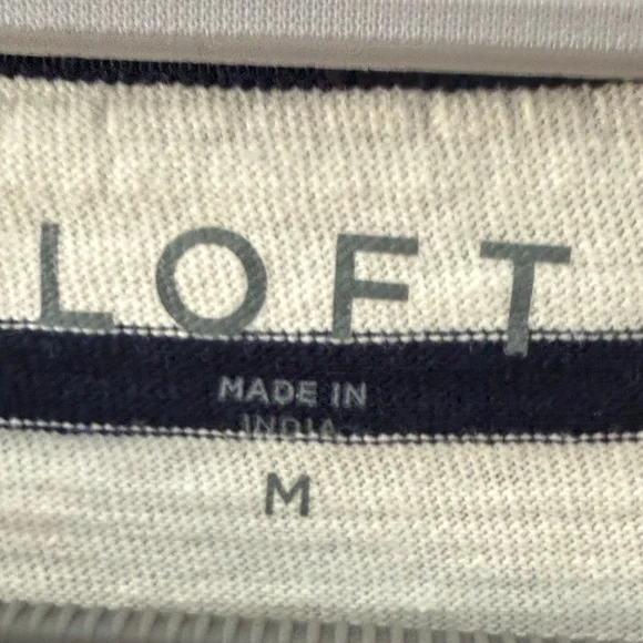 LOFT Women's Navy and White Striped Long-Sleeve Top - Picture 6 of 6